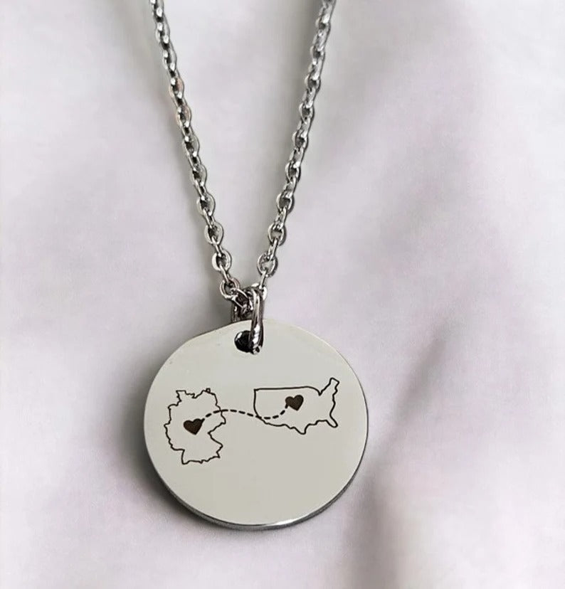 Hearts Map Necklace